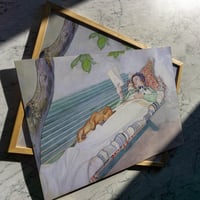 Image 1 of Woman Lying on a Bench | Carl Larsson - 1913 | Art Poster | Vintage Poster