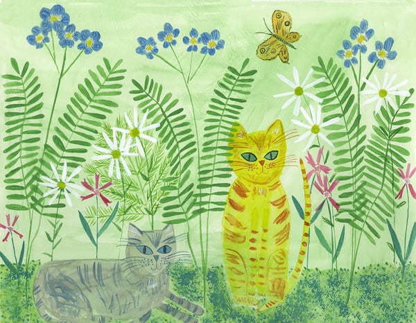 Image of Kittens in the Garden - limited edition print