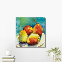 Image 1 of Pears on a plate Canvas Print