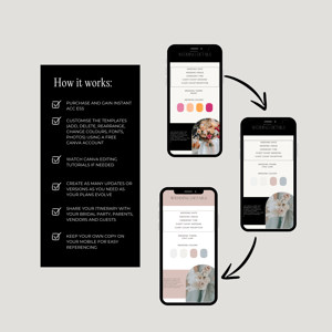 Image of Mobile Wedding Itinerary Digital Canva Template ❤︎