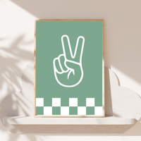 Image 4 of Peace Sign Checkerbord Print