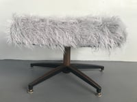 Image 4 of Mid Century Walnut and Faux Fur Footstool, 1960s