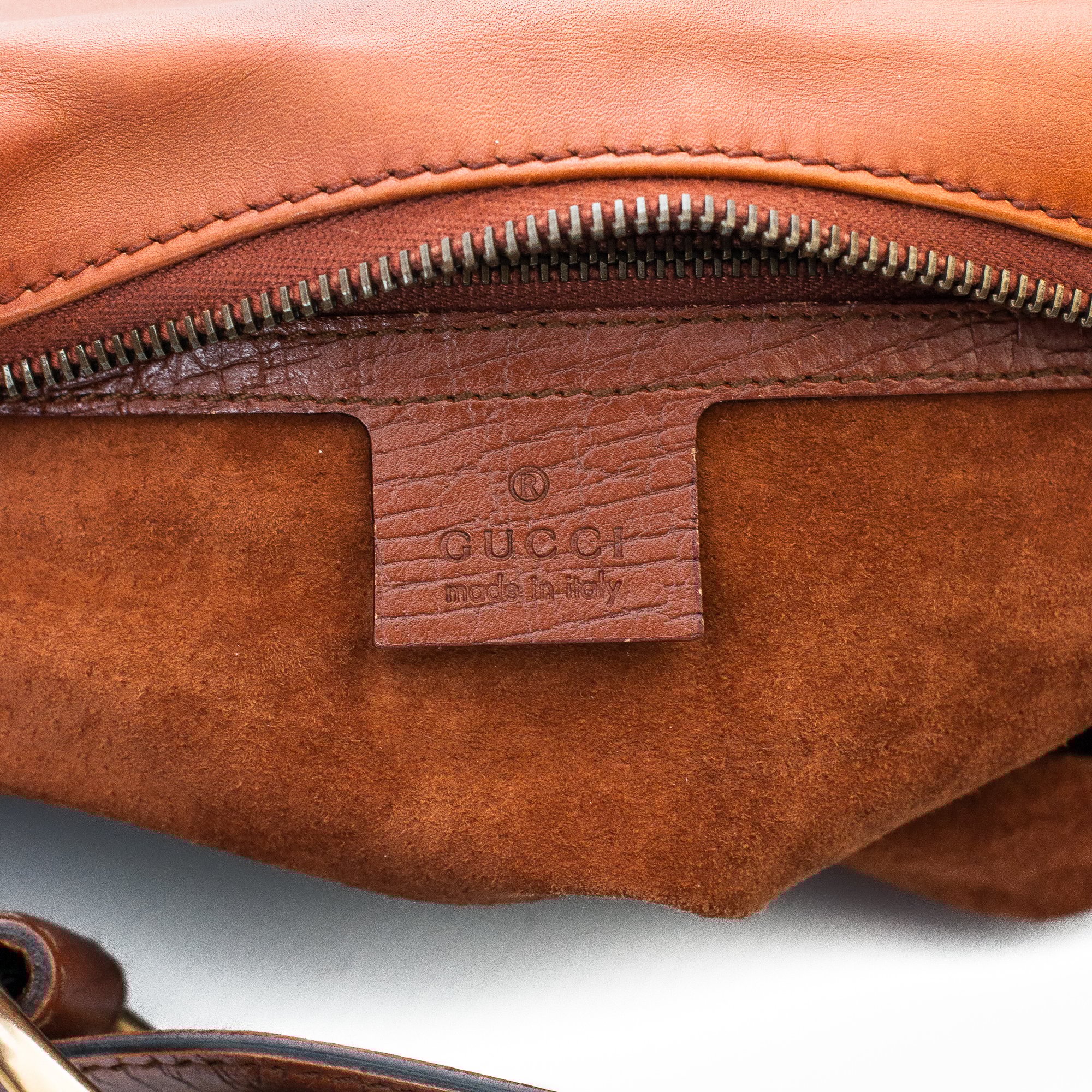 Image of Gucci Brown Leather Hobo Horesbit Shoulder Bag