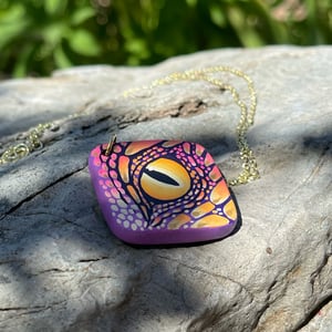 Image of Purple Dragon Eye, hand-painted ceramic bisque pendant