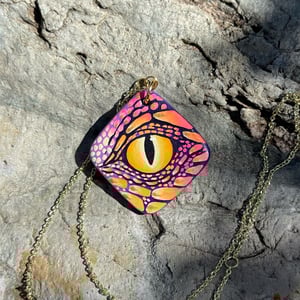Image of Purple Dragon Eye, hand-painted ceramic bisque pendant