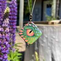 Image 1 of Green Dragon Eye, hand-painted ceramic bisque pendant