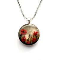 Image 2 of Custom Poppy Field Hand Painted Pendant - With Memorial Ashes