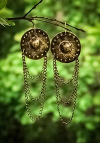 Image 1 of Runic Shield Earrings - Brass