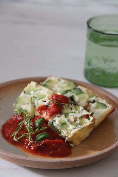 Image of Flan de courgettes et coulis de tomates