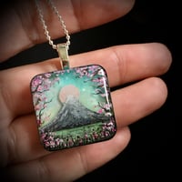 Image 3 of Mount Fuji Painted Resin Pendant