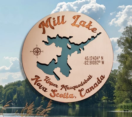 Image of Set of 4 Custom Lake Map Drink Coasters, Lake House Summer Party Decor, Guy Gift