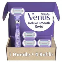 Gillette Venus Extra Smooth Swirl Razors for Women , 1 Razor , 4 Razor Blade Refills , Flexiball Han