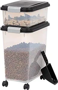 IRIS USA 30 lbs & 11 lbs Combo Airtight Dog Food Storage Container, Stackable Treat Box, 2-Cup Scoop