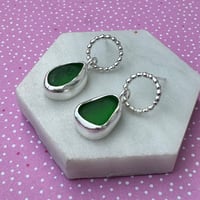 Image 3 of Green Sea Glass Earrings 