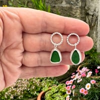 Image 4 of Green Sea Glass Earrings 