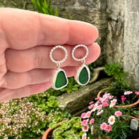 Image 2 of Green Sea Glass Earrings 