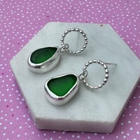 Image 1 of Green Sea Glass Earrings 