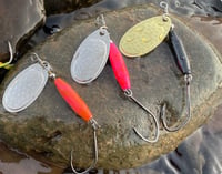 Peach Splatter, Pink Orange Splatter, Blackstar w/Brass Blade. Size 3, 4, 5, or Tank