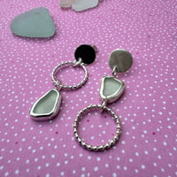 Image 2 of Asymmetrical Seaglass Earrings in Seafoam 