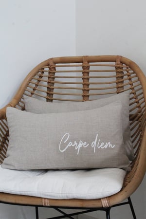 Image of Coussin lin naturel CARPE DIEM (CSS1CDIEM)