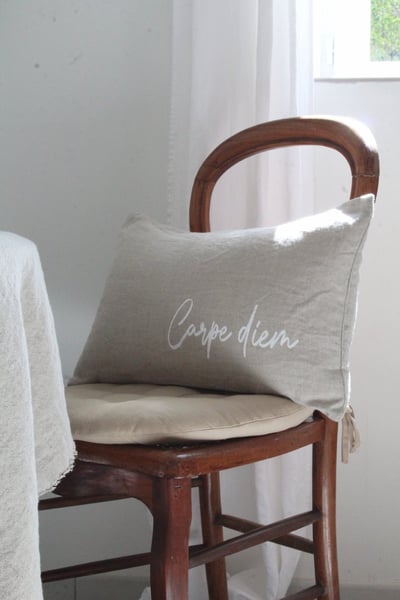 Image of Coussin lin naturel CARPE DIEM (CSS1CDIEM)