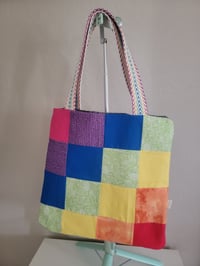 Image 2 of Rainbow Patchwork tote bag