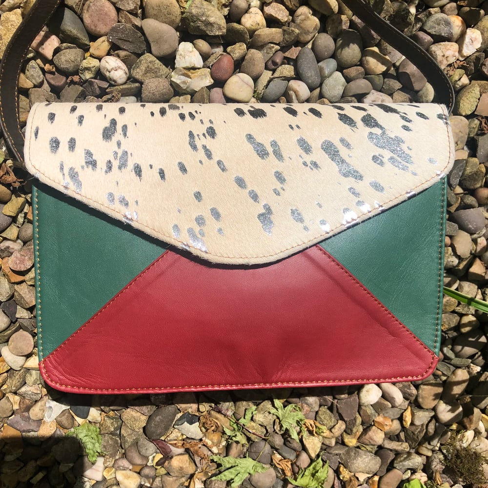 Image of Harlequin Collection - Handmade Coloured Recycled Leather - Triangle #55