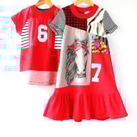 Image 3 of horse red ruffle 7 seven 7th 7/8 seventh birthday bday short sleeve courtneycourtney dress gift