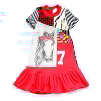 Image 2 of horse red ruffle 7 seven 7th 7/8 seventh birthday bday short sleeve courtneycourtney dress gift