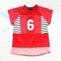 Image 1 of red patchwork stripe six 6 6th sixth bday party birthday courtneycourtney tshirt tee 