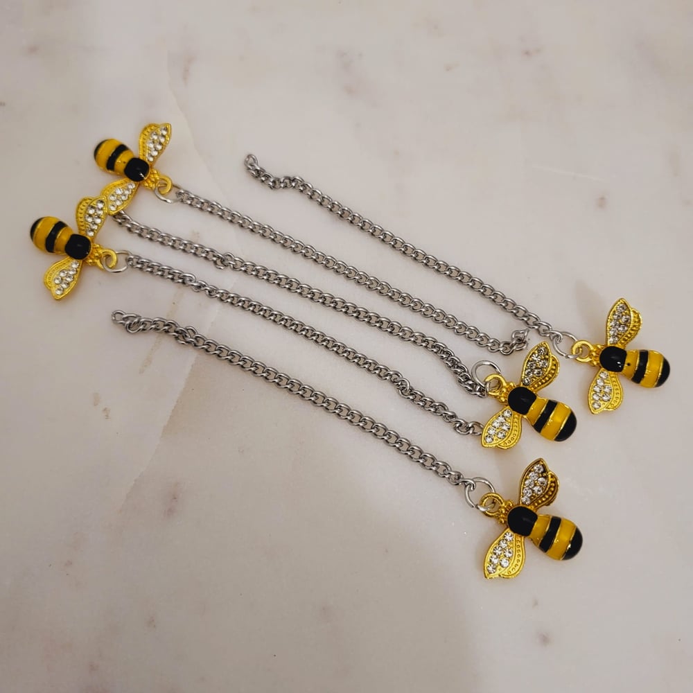 Image of 5 Pieces GOLD Bee charm Tassel DIY Crafts Making Supplies - Wholesale Metal Chain Tassels 