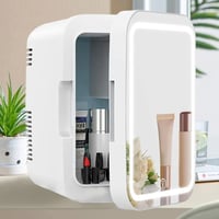 Cooseon 4L Mini Mirror Fridge, Beauty Makeup Skincare Refrigerator, AC/DC Heated Cooling Beauty Refr