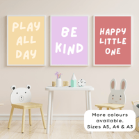 Image 1 of Happy, Be Kind & Play Prints