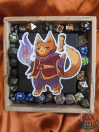 Image 1 of QuestCats - Sorcerer Fantasy RPG Cat - 3" Vinyl Sticker