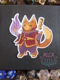 Image 2 of QuestCats - Sorcerer Fantasy RPG Cat - 3" Vinyl Sticker