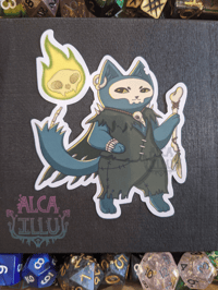 Image 2 of QuestCats - Necromancer Fantasy RPG Cat - 3" Vinyl Sticker