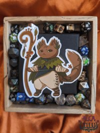 Image 1 of QuestCats - Druid Fantasy RPG Cat - 3" Vinyl Sticker