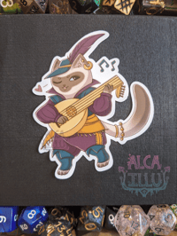 Image 2 of QuestCats - Bard Fantasy RPG Cat - 3" Vinyl Sticker