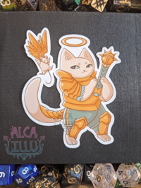 Image 2 of QuestCats - Paladin Fantasy RPG Cat - 3" Vinyl Sticker