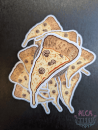 Image 1 of Mushroom Pizza - Funny Cheese Pizza - 3" Vinyl Sticker