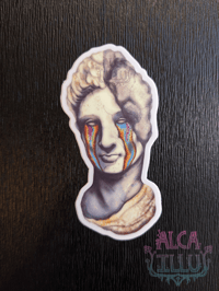 Image 2 of Art In Ruins - Statue Bust Rainbow Tears - 3" Vinyl Sticker