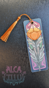 Image 2 of California Poppy - Art Nouveau Floral - Reading List Tracker Bookmark