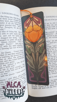 Image 4 of California Poppy - Art Nouveau Floral - Reading List Tracker Bookmark