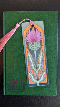 Image 1 of Milk Thistle - Art Nouveau Floral - Reading List Tracker Bookmark