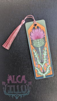 Image 2 of Milk Thistle - Art Nouveau Floral - Reading List Tracker Bookmark