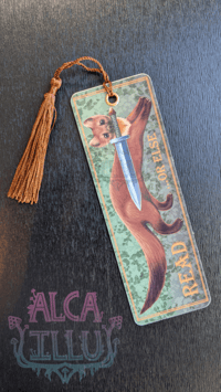 Image 2 of Read or Else - Sword Wielding Marten Weasel - Reading List Tracker Bookmark