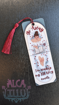 Image 2 of Steamy Reading - Romance Novel Bathtub - Reading List Tracker Bookmark