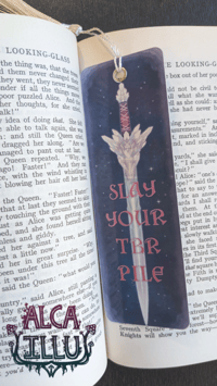 Image 4 of Slay your TBR Pile - Fantasy Crystal Sword - Reading List Tracker Bookmark