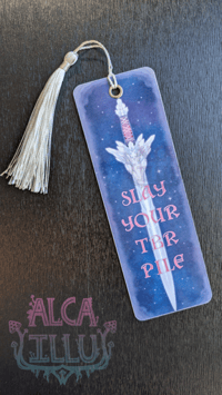 Image 2 of Slay your TBR Pile - Fantasy Crystal Sword - Reading List Tracker Bookmark