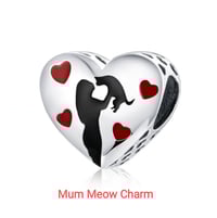 Image 3 of Cat Lovers Charms Series Hearts ( real 925 Sterling Silver)